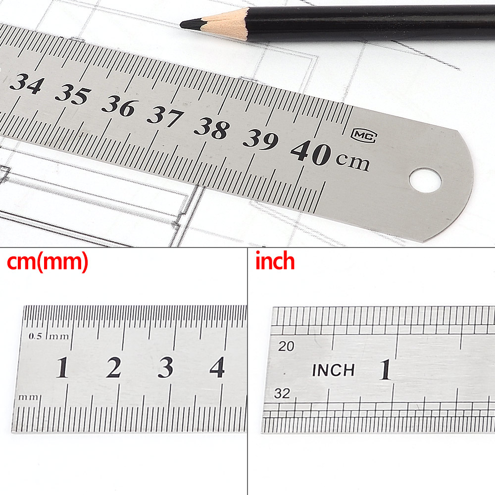 40cm 자 스틸 철제자 강철자 방안자 인치자 직자 - 상세 이미지 3