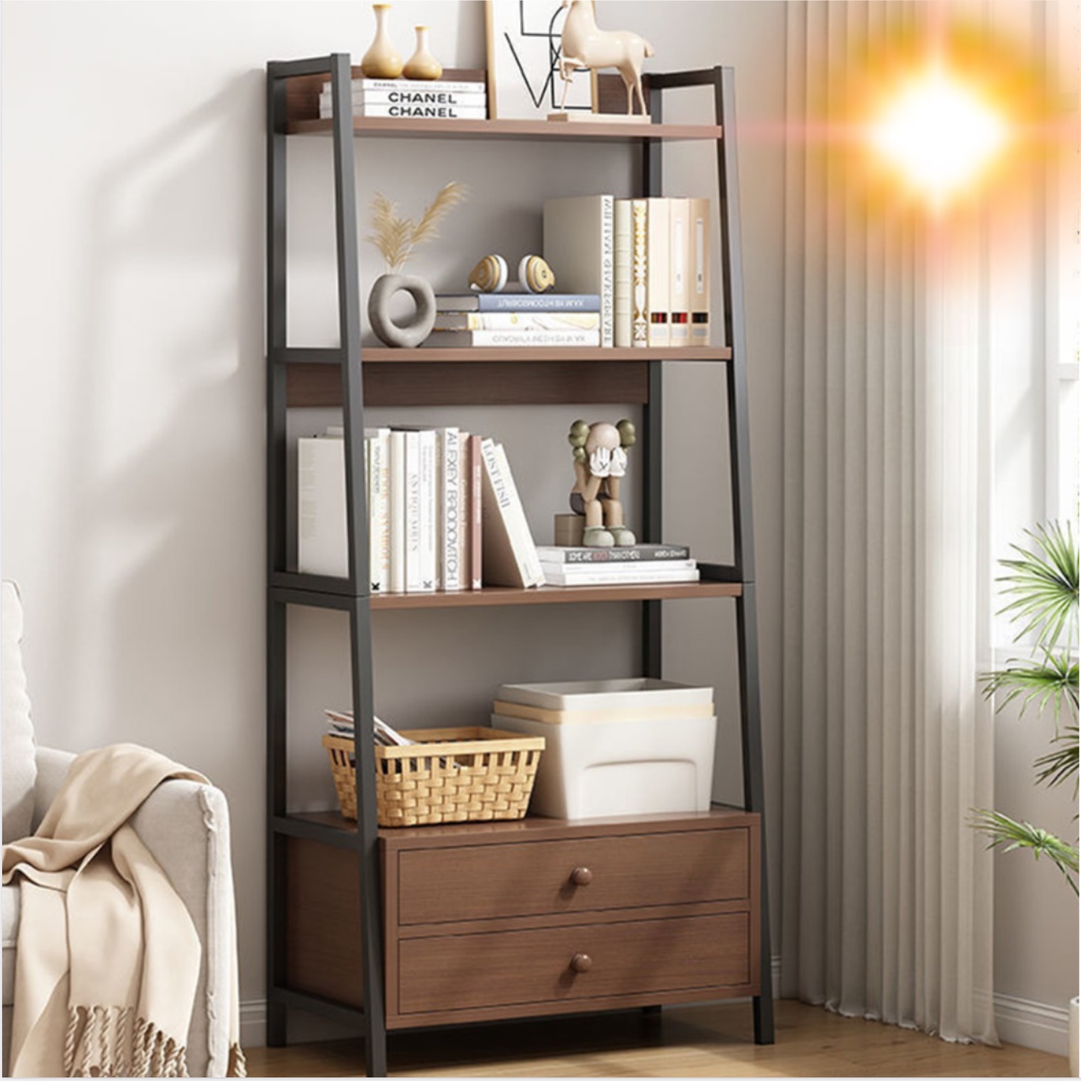 북유럽 거실진열장 인테리어 장식장 철제 카페 수납 서랍장식장