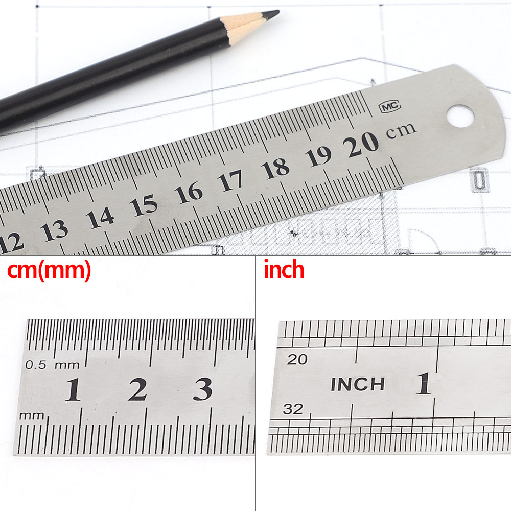 20cm 자 스틸 철제자 미니자 인치자 방안자 강철자 - 상세 이미지 3