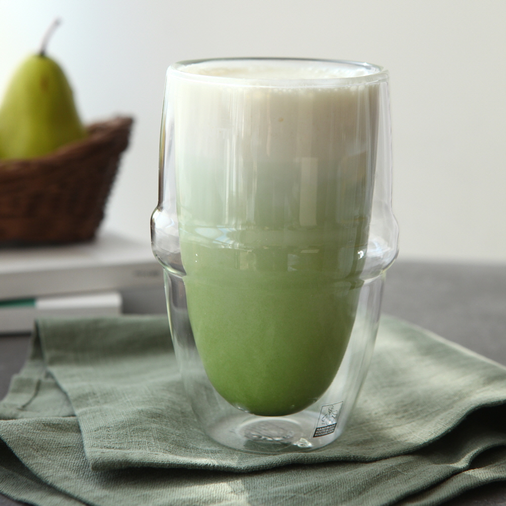 까사무띠 내열 이중유리컵 카페 유리잔 맥주잔 하이볼 / 410ml, 2개, 리본