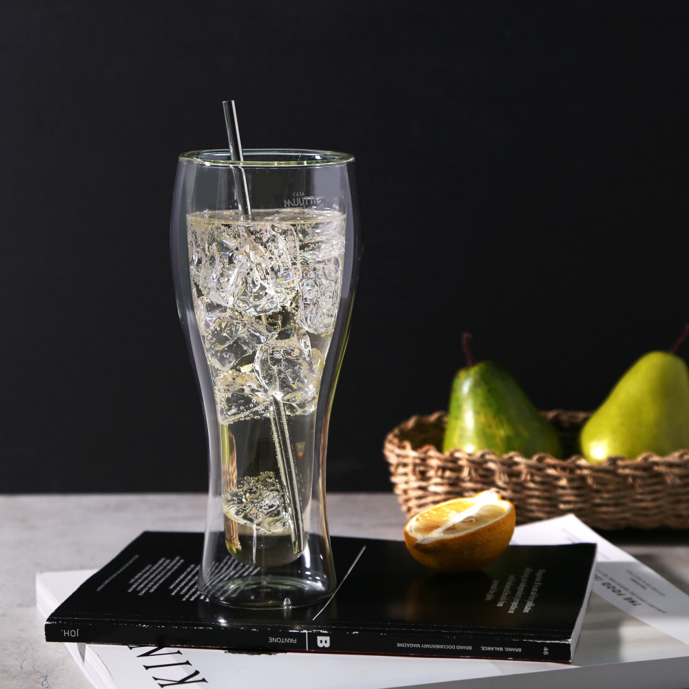 까사무띠 내열 이중유리컵 카페 유리잔 맥주잔 하이볼 / 480ml, 2개, 비어