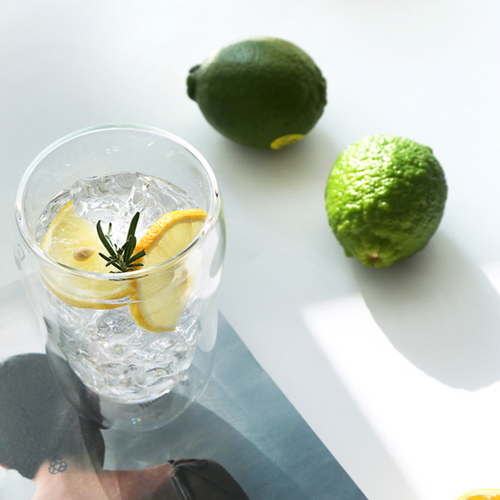 까사무띠 내열 이중유리컵 카페 유리잔 맥주잔 하이볼 / 330ml, 2개, 까르네 - 상세 이미지 2