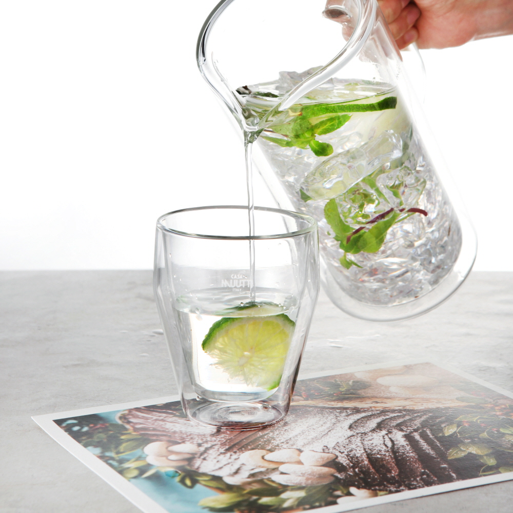 까사무띠 내열 이중유리컵 카페 유리잔 맥주잔 하이볼 / 250ml, 2개, 폴리고노