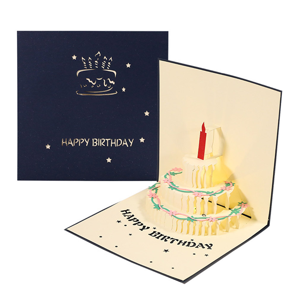 멜로디 조명 입체 카드 해피벌스데이 생일 축하 카드 팝업 케이크 - 상세 이미지 5