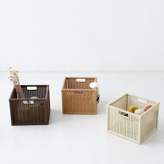 알로타 바스켓 6L 라탄 WP3001 305x305x240mm, 1단, 다크브라운 7375.1336 - 상세 이미지 3