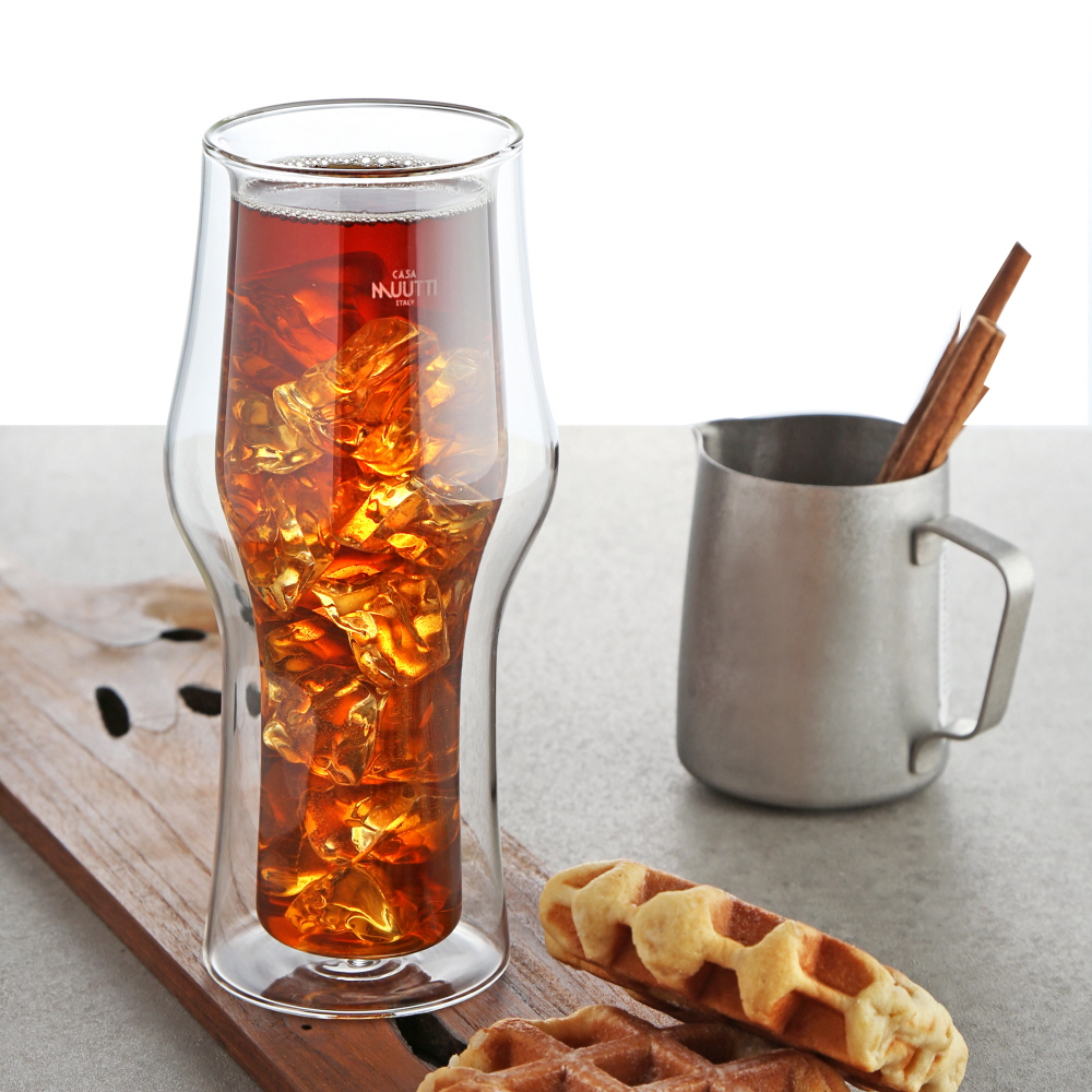 까사무띠 내열 이중유리컵 카페 유리잔 맥주잔 하이볼 / 500ml, 2개, 젤라또