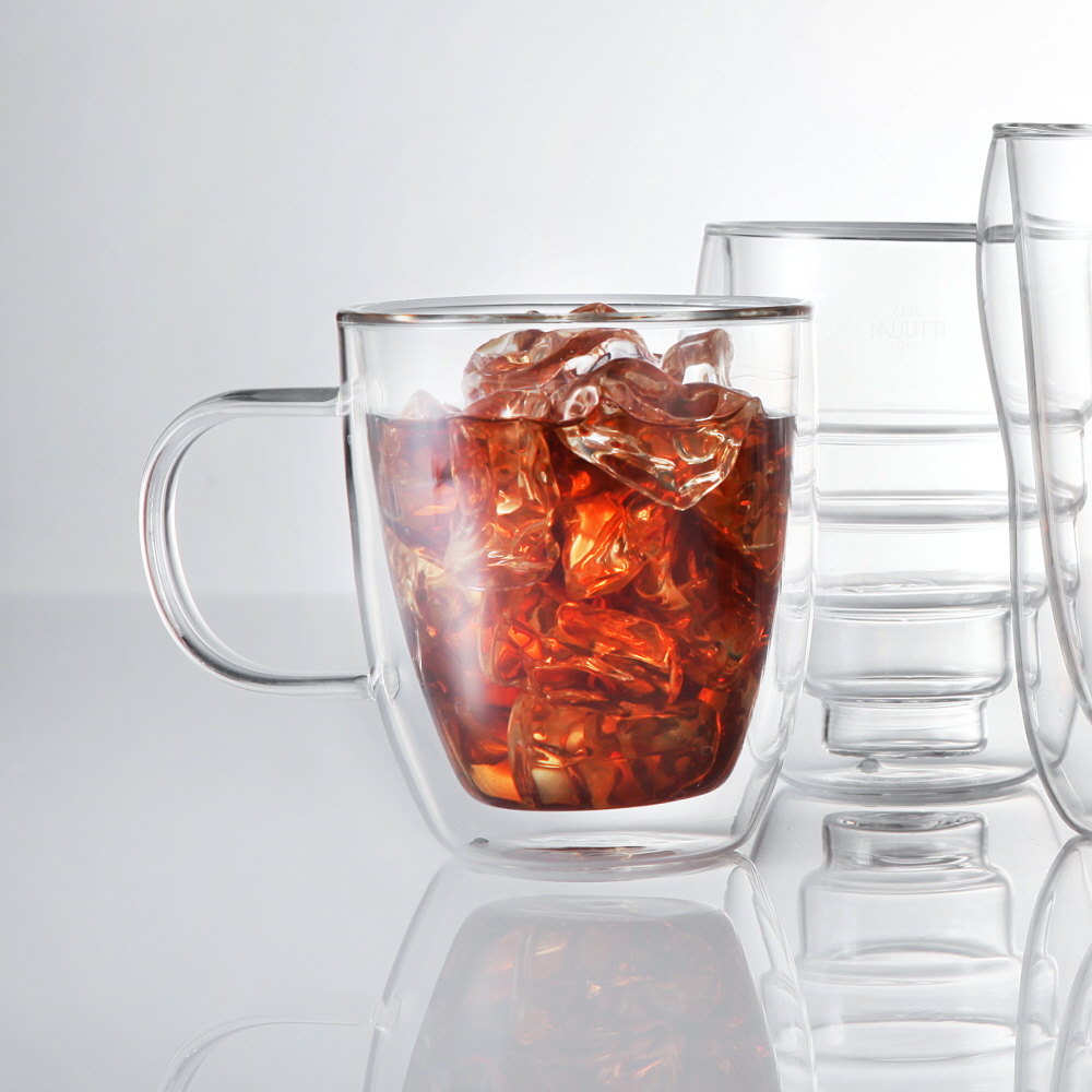 까사무띠 내열 이중유리컵 카페 유리잔 맥주잔 하이볼 / 310ml, 2개, 라떼머그 - 상세 이미지 3