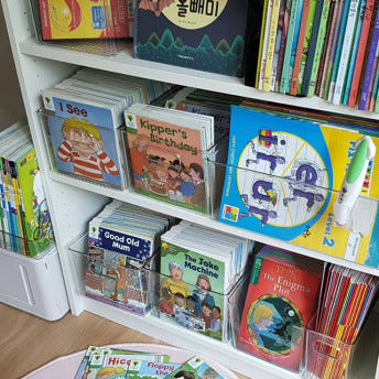 투명 정리함 책 정리 예시