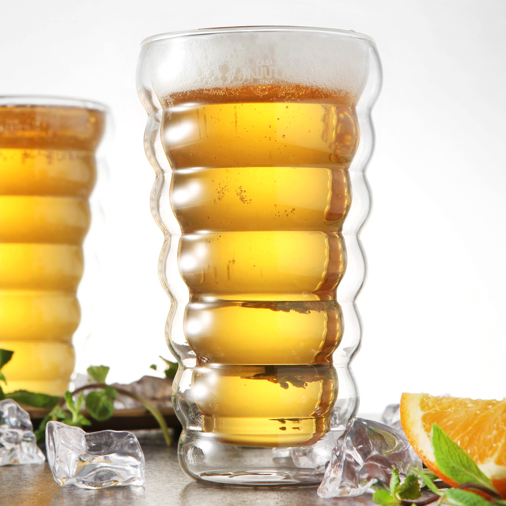 까사무띠 내열 이중유리컵 카페 유리잔 맥주잔 하이볼 / 480ml, 2개, 아넬리(L)