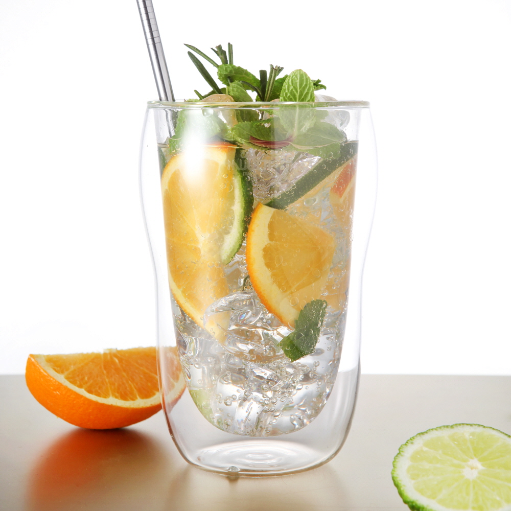 까사무띠 내열 이중유리컵 카페 유리잔 맥주잔 하이볼 / 330ml, 2개, 까르네