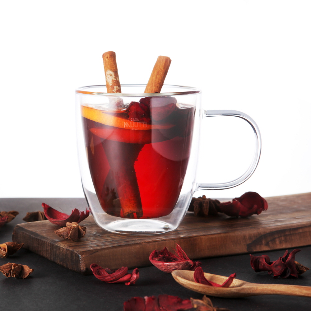 까사무띠 내열 이중유리컵 카페 유리잔 맥주잔 하이볼 / 310ml, 2개, 라떼머그