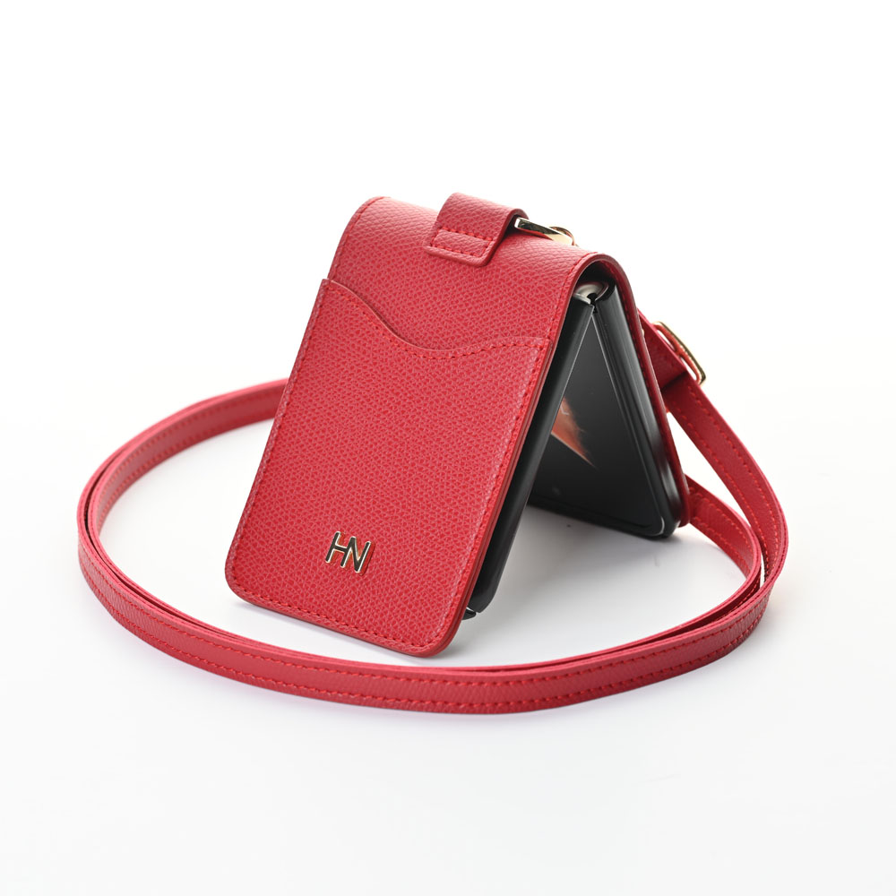 갤럭시 Z플립4 웨이브 포켓링 다이어리 휴대폰 케이스 레드 - 상품 이미지