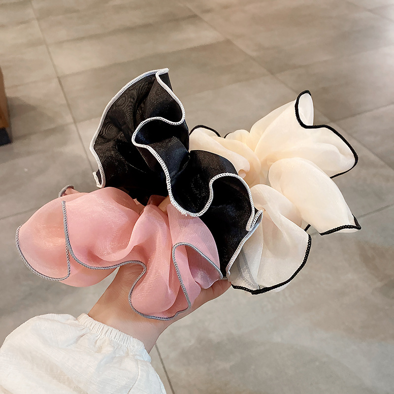 풍성 쉬폰 왕곱창 로우번 머리묶기 골프 곱창머리 헤어끈 똥머리 스크런치 - 상세 이미지 3