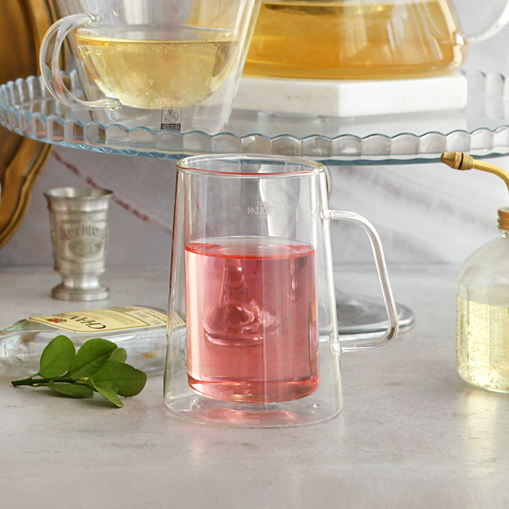 까사무띠 내열 이중유리컵 카페 유리잔 맥주잔 하이볼 / 300ml, 2개, 모네