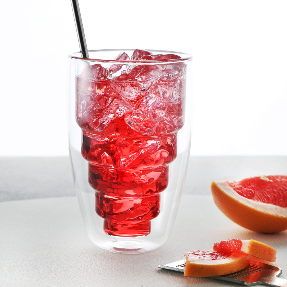 까사무띠 내열 이중유리컵 카페 유리잔 맥주잔 하이볼 / 400ml, 2개, 스칼라(L)