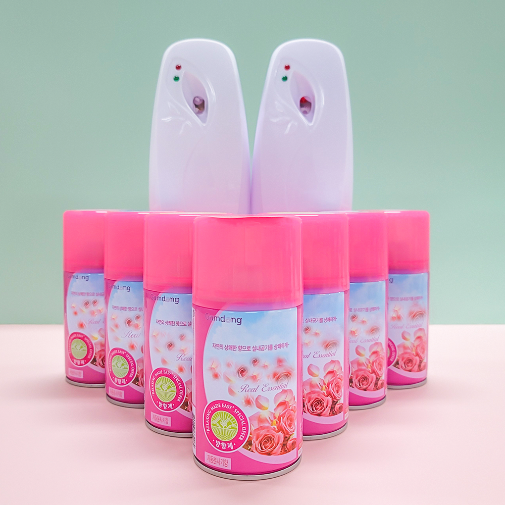 화장실 방향제 자동 분사기 본품 타이머 향 캔 리필 욕실 사무실 업소용 원룸 향기 탈취