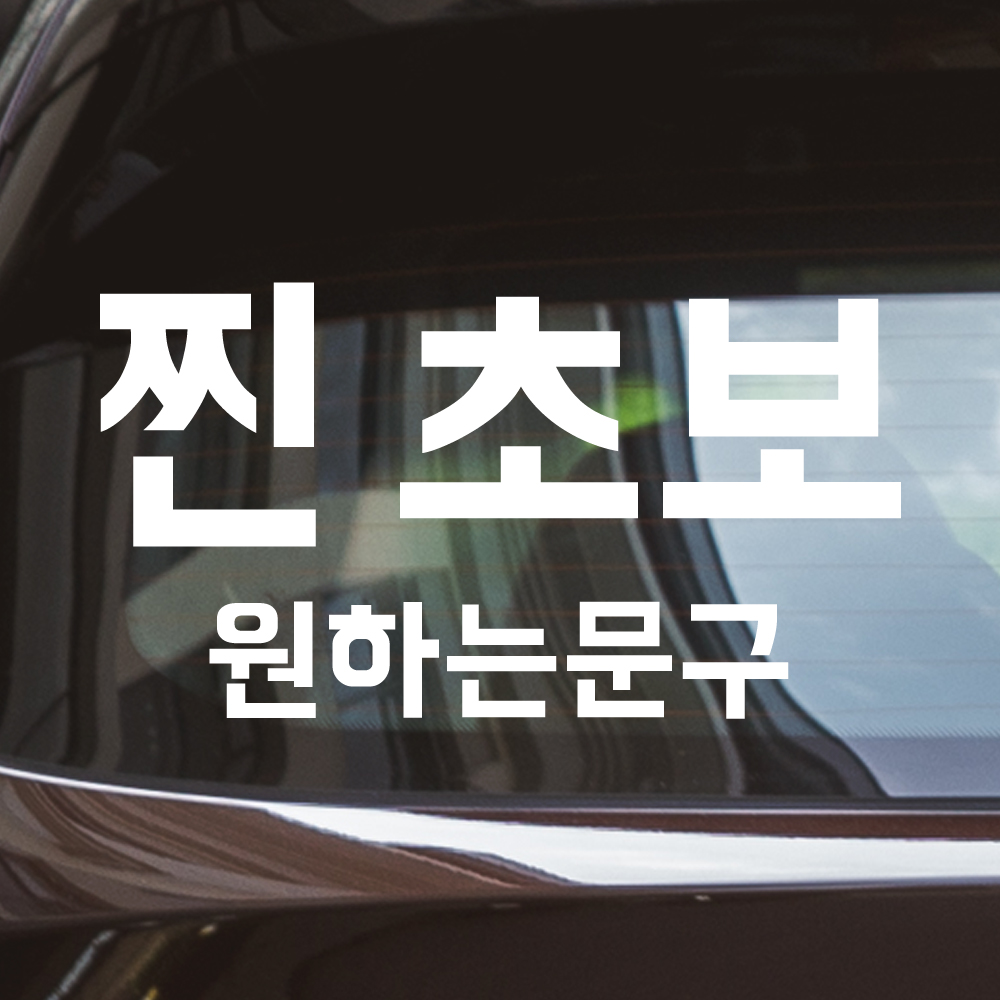 찐초보+원하는문구 초보운전 스티커 주문제작 NB-055M 흰색 - 상세 이미지 2