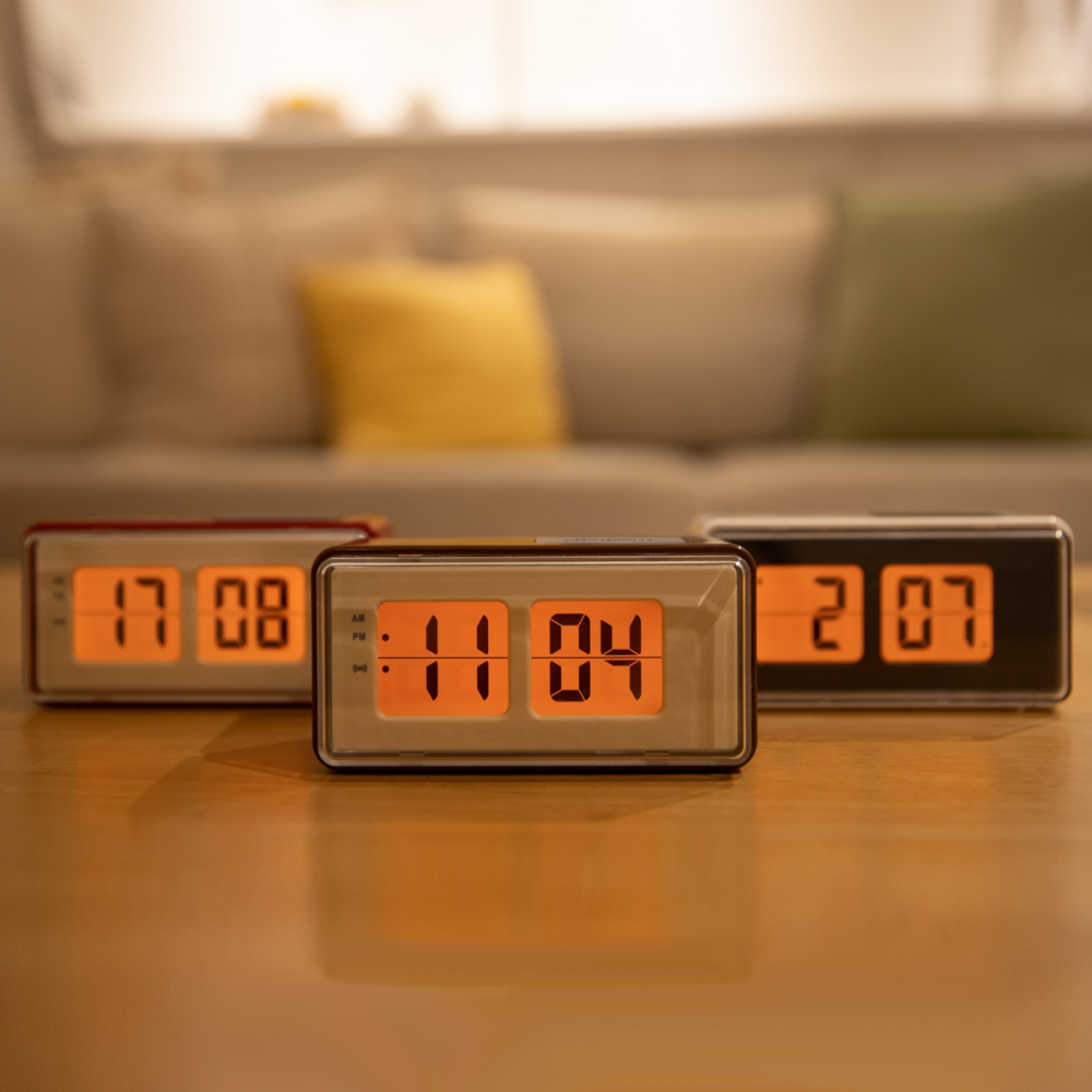 이코노미쿠스 레트로 무소음 건전지 전자 탁상 시계 알람시계 디지털 플립 미니 snooze