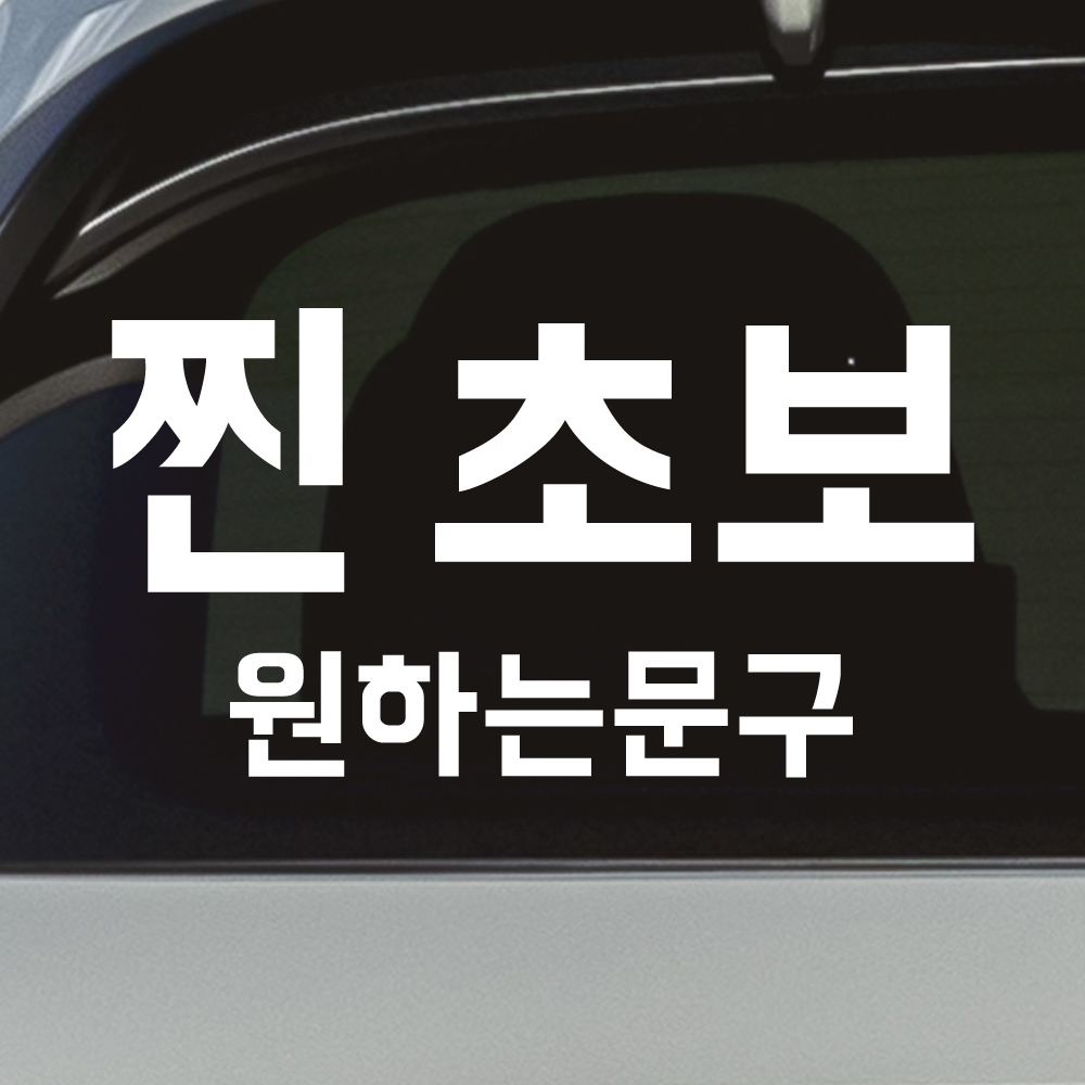 찐초보+원하는문구 초보운전 스티커 주문제작 NB-055M 흰색 - 상품 이미지