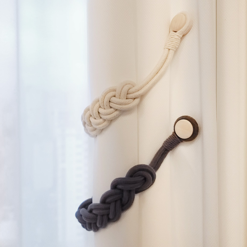 프리바토우 로럴 월계관 꼬임 커튼 마그네틱 자석 모던 타이백 끈 집게 걸이 장식