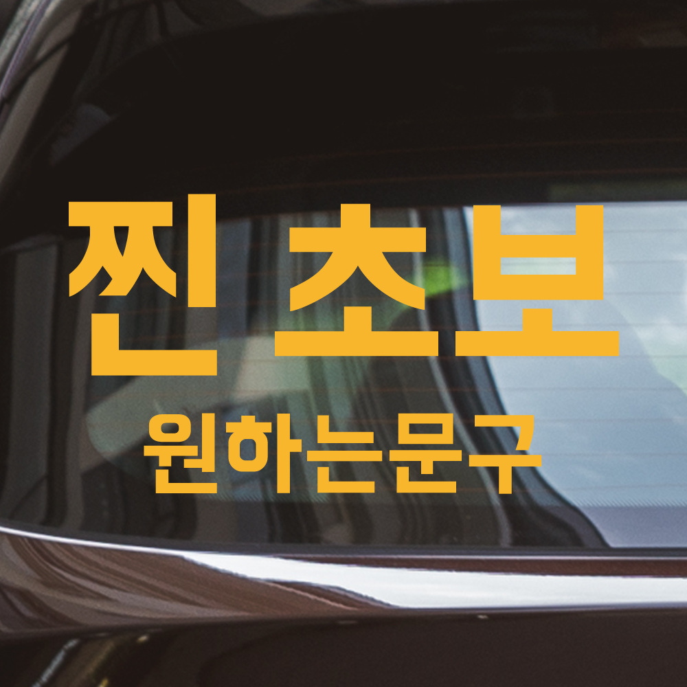 찐초보+원하는문구 초보운전 스티커 주문제작 NB-055M 흰색 - 상세 이미지 4