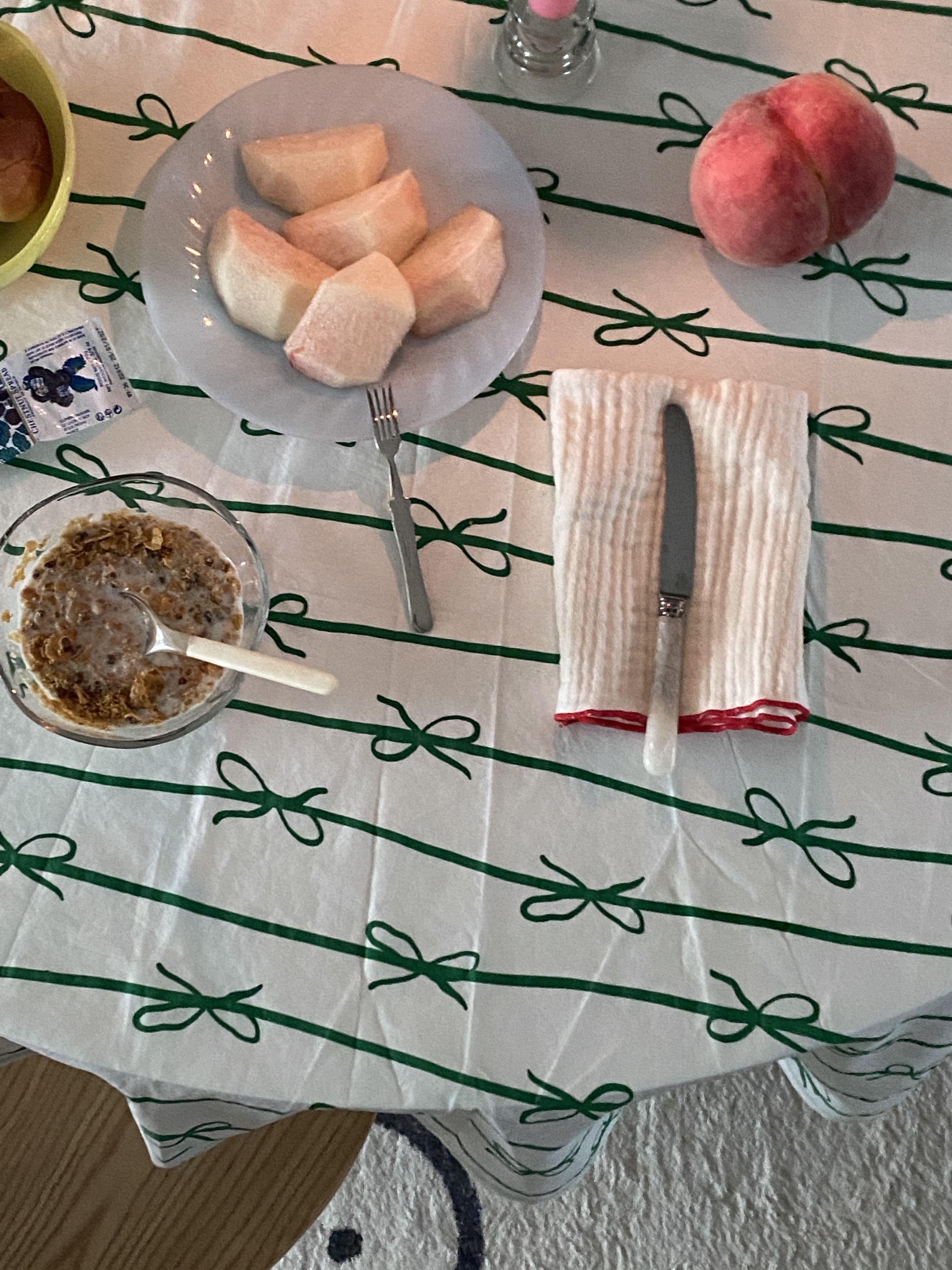 리본 테이블보 아일랜드 식탁보 밥솥 덮개 캠핑 테이블보