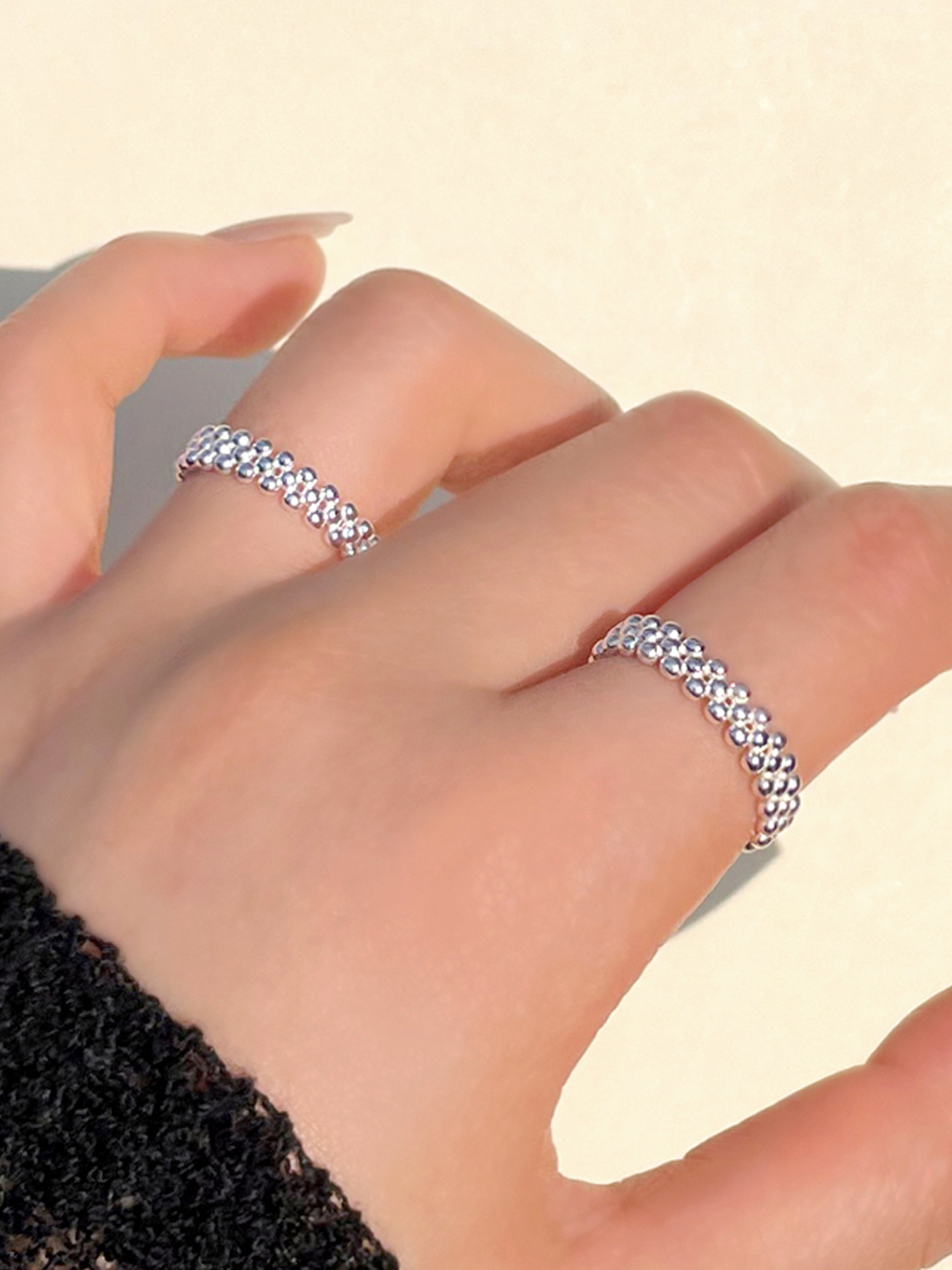 [무배/실버925] 실버 버블 볼 프리사이즈 오픈 은반지