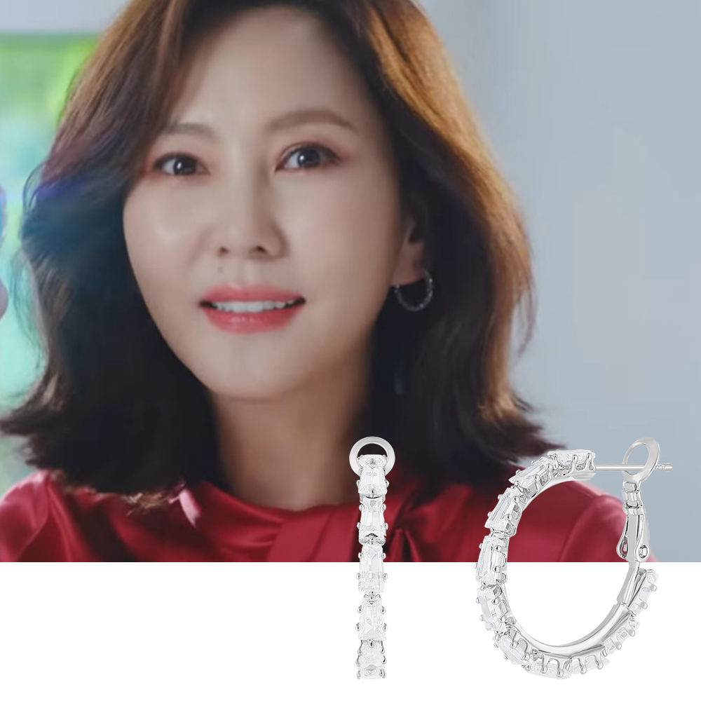 [배윤경, 김남주 착용] 폴브리알 주얼리 바게트 후프링 귀걸이 PKBE0134 - 상세 이미지 2