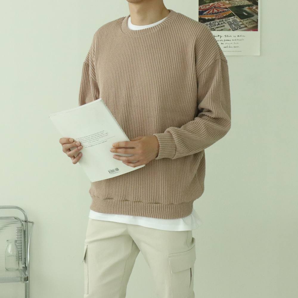 남자니트 구김없는 골지 기모 니트 남자맨투맨 - 상세 이미지 5