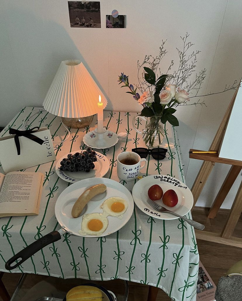 리본 테이블보 아일랜드 식탁보 밥솥 덮개 캠핑 테이블보