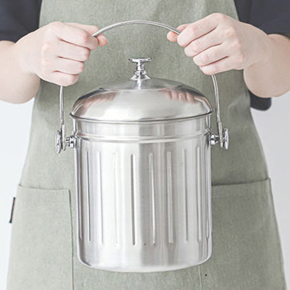 퀸센스 스텐 다용도 음식물통 음쓰통 음식물쓰레기통 2L 3L 4.5L - 상세 이미지 3