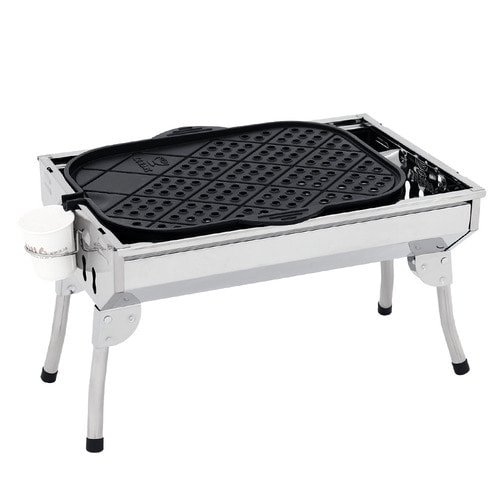 꾸버스 포터블 M 바베큐그릴 숯통 포함 불판 세트 캠핑 BBQ 숯불 접이식 휴대용 화로대