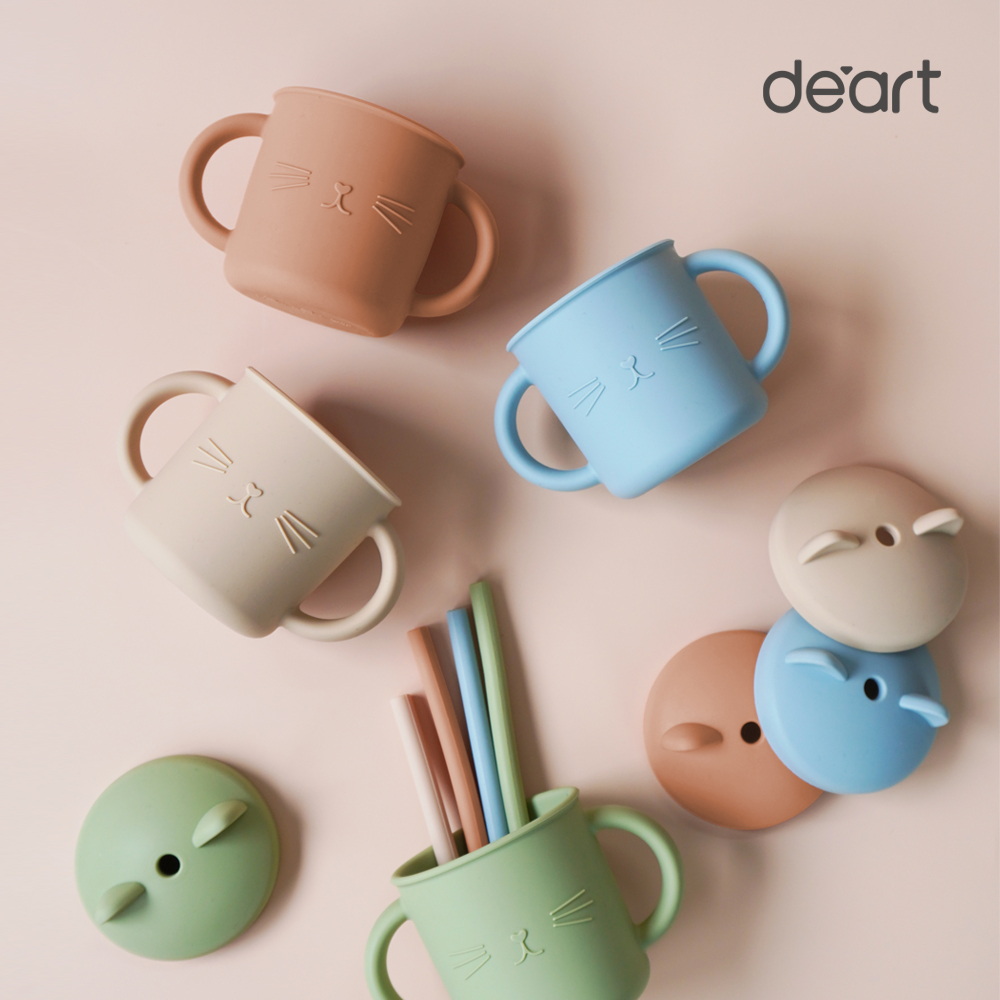 데아트 실리콘 아기빨대컵 아기물컵