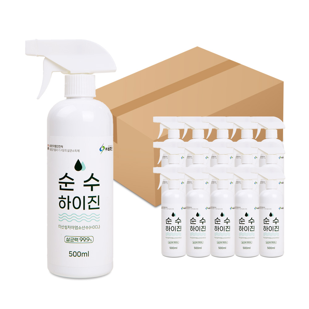 비츄인 순수하이진 미산성차아염소산수 주방기구 살균소독제 500ml, 16개 - 상품 이미지