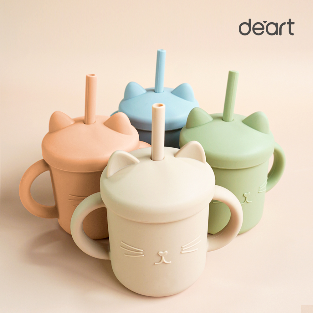 데아트 실리콘 아기빨대컵 아기물컵