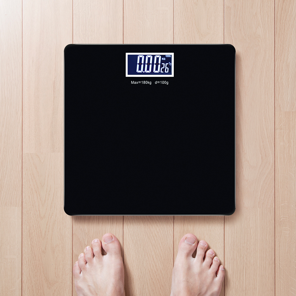 노바리빙 컬러 백라이트 사각 미니 체중계 LCD 블랙 몸매관리