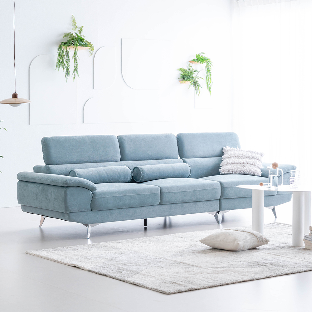 [BEST](쿠션선물)몬스터 아쿠아텍스 기능성 패브릭 이지클린 소파 스툴 Event, 민트블루, 4인용