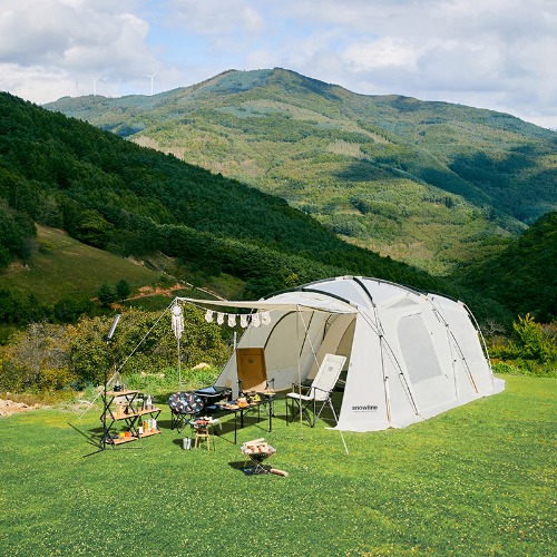 스노우라인 프라임 디럭스 플러스 난연텐트 대형 리빙쉘 거실형 가족 캠핑텐트