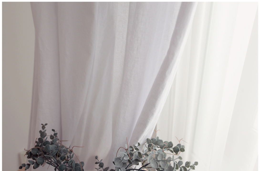 워싱 린넨 거실 커튼 화이트 핀스타일 s-가로125세로150