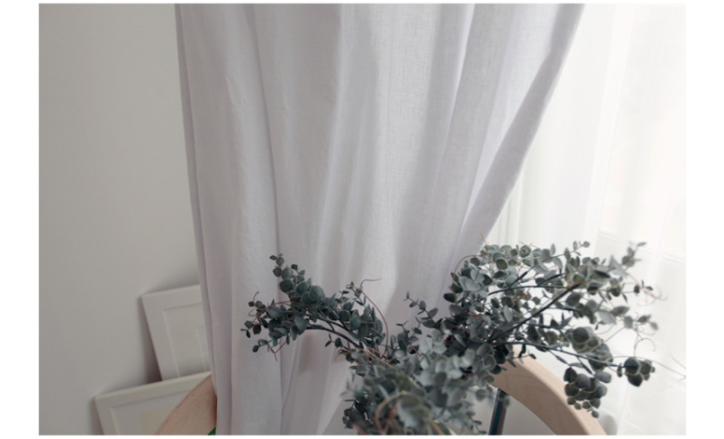 워싱 린넨 거실 커튼 화이트 핀스타일 s-가로125세로150