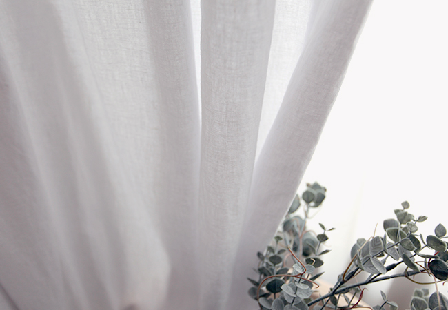 워싱 린넨 거실 커튼 화이트 핀스타일 s-가로125세로150