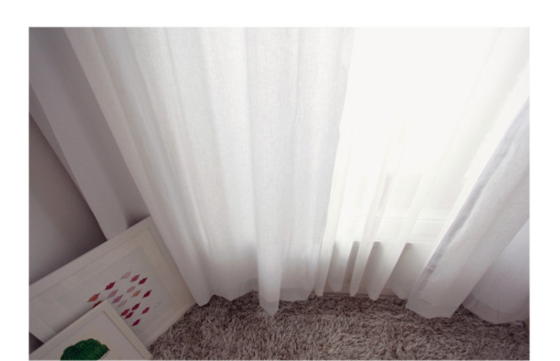 워싱 린넨 거실 커튼 화이트 핀스타일 s-가로125세로150