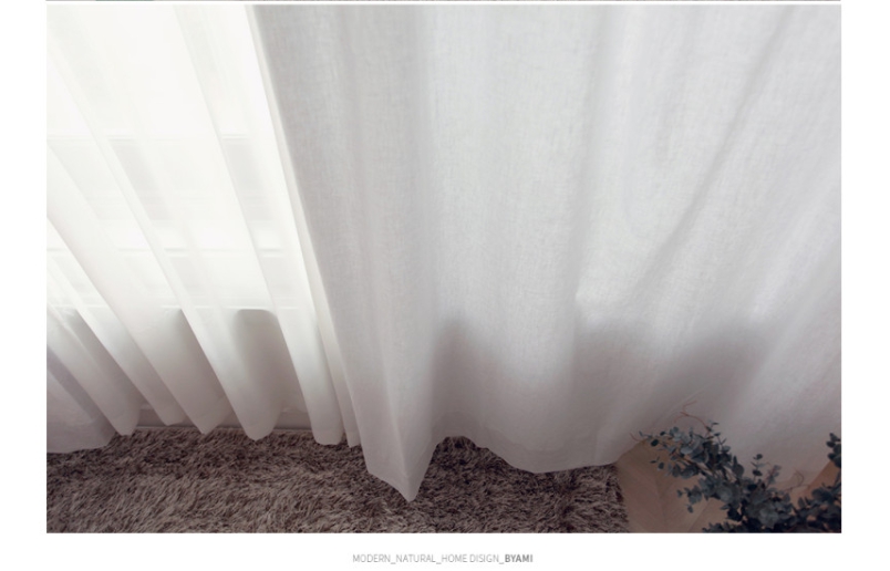 워싱 린넨 거실 커튼 화이트 핀스타일 s-가로125세로150