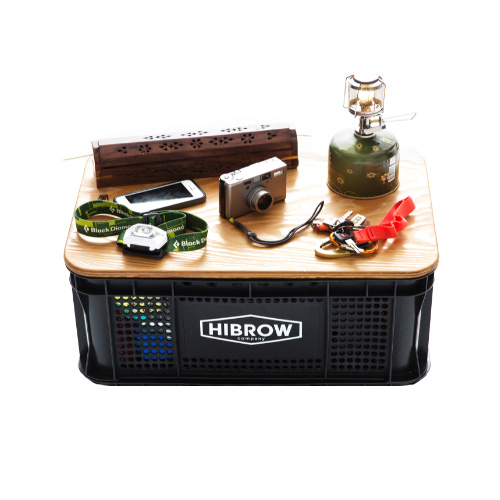 하이브로우 감성 캠핑 보조 사이드테이블 한강 피크닉 미니 우드 상판 캐리어 박스 1개