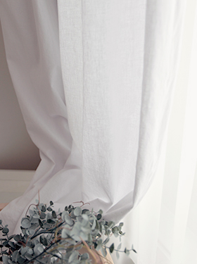 워싱 린넨 거실 커튼 화이트 핀스타일 s-가로125세로150