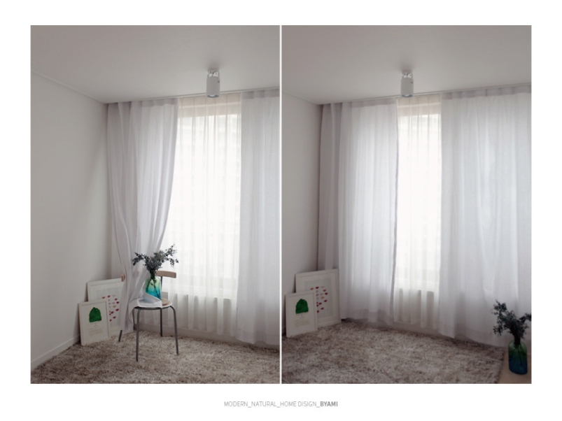 워싱 린넨 거실 커튼 화이트 핀스타일 s-가로125세로150