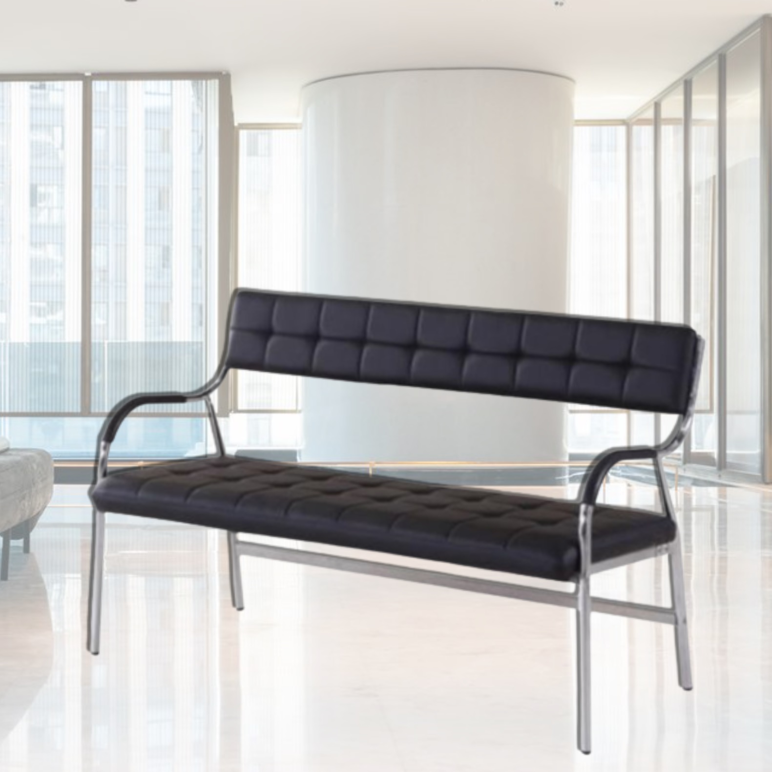 쿠션 장 의자 등받이 벤치 의자 가죽 긴의자 낮은 식탁 식당용 일자 3인용 3인 카페