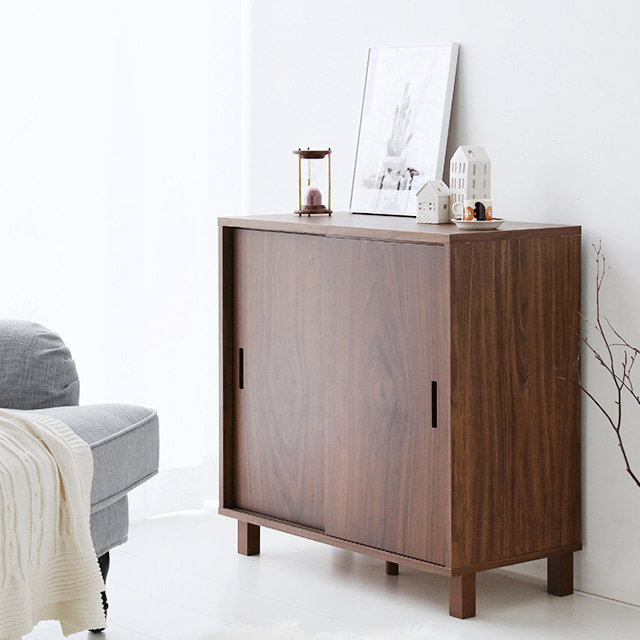 숄리드 슬라이딩 2문 수납장 솔리드형 CHM8380AM 800x400x830mm, 1단, 미들브라운2712.4066 - 상세 이미지 2