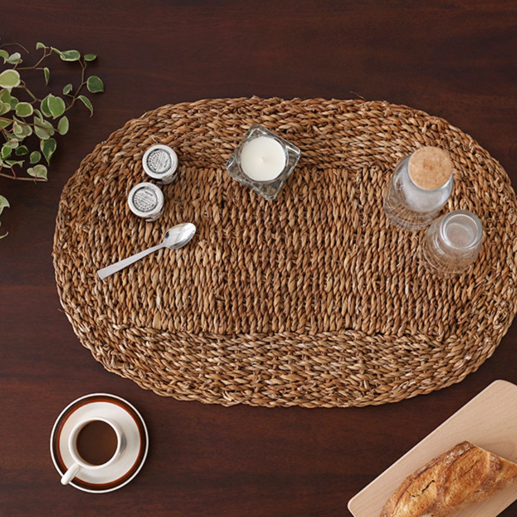 나무 테이블보 라탄 식탁보 빈티지 테이블 커버 1인용 식탁보 매트