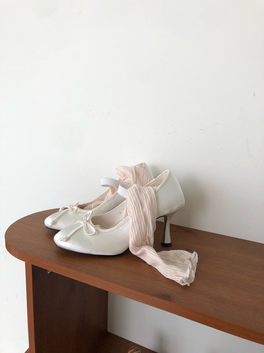 러블리 라운드 리본 메리제인 새틴 밴딩 여성 펌프스 쿠션 힐 8cm 상세 이미지 18